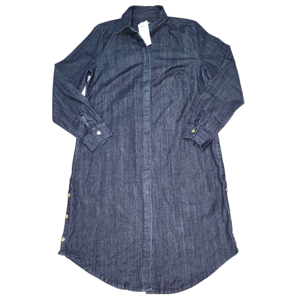 Chico's Dark Blue Denim Long Sleeve Shirt Dress NWT. Sz. 00 (US 2)